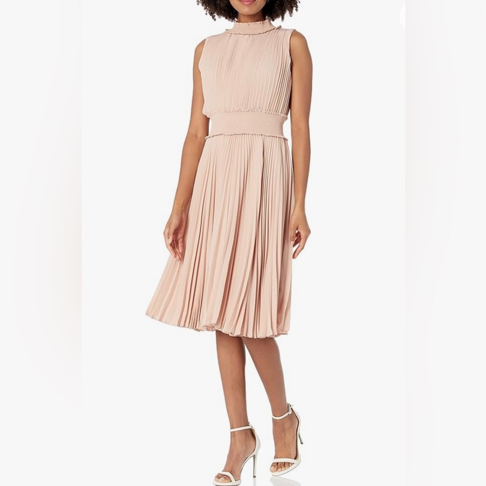 Nanette Lepore Pleated Sleeveless Smocked high Neck Dress  Size 14